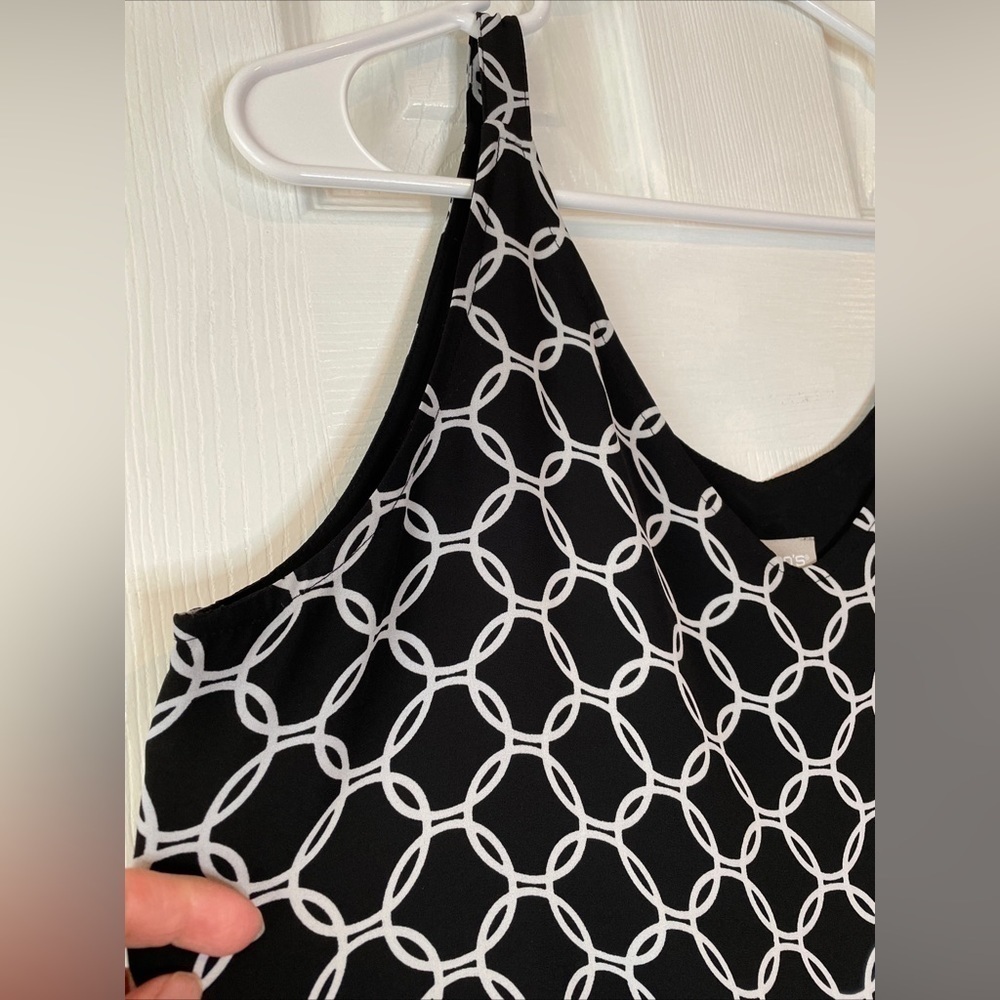 Chico's Black White Tank Top Scoop Neck Blouse Size 8/10 - Picture 7 of 16